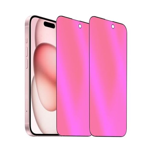2 Pack Anti-Blue Privacy Tempered Glass for iPhone 15 / iPhone 16 Mirror Anti-Spy Screen Protector Anti-Peeping Film Electroplated Gradient Colorful 6.1 inch