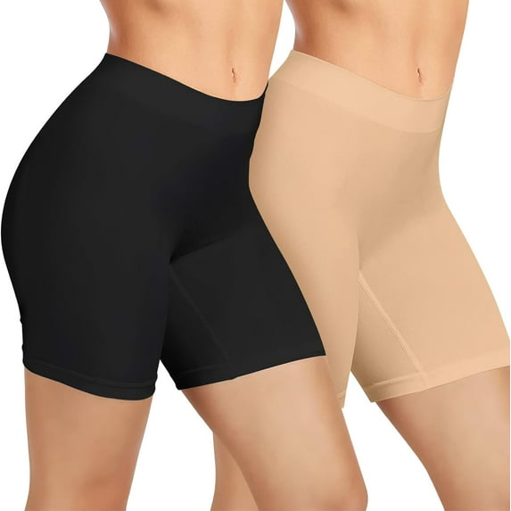2 Pack Anti Chafing Shorts Women, Seamless Slip Shorts for Under Dresses, Spandex Bike Shorts for Yoga Workout