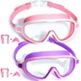 thumbnail image 1 of 2 Pack Anti-Fog Anti-UV Wide View Swimming Goggles for Kids 3-14, 1 of 12