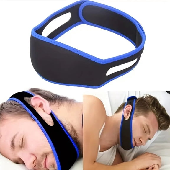 Unbranded Breathable Material Breathable Anti-Snoring Chin Strap, Blue, 2 Pack