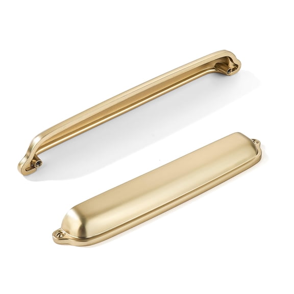 2 Pack Antique Brass Cup Pulls 3 Inch Center to Center - Cabinet & Drawer Handles for Kitchen Hardware