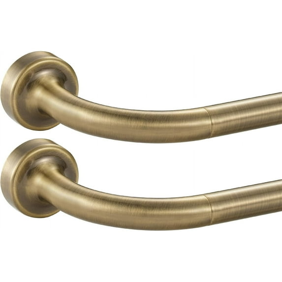 2 Pack Antique Bronze Disc Curtain Rods, 28-48 Inches Window Drapery Rod,Adjustable Room Darkening Curtain Rod with Aluminum Finials and Brackets,Wrap Around Design
