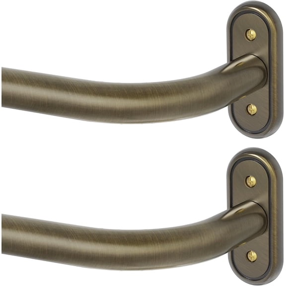 2 Pack Antique Bronze Wrap Around Curtain Rod, Heavy Duty Blackout Curtain Rods for Windows 48 to 84 Inch, 1 Inch Adjustable Room Darkening Window Treatment Rods for Bedroom, Living Room