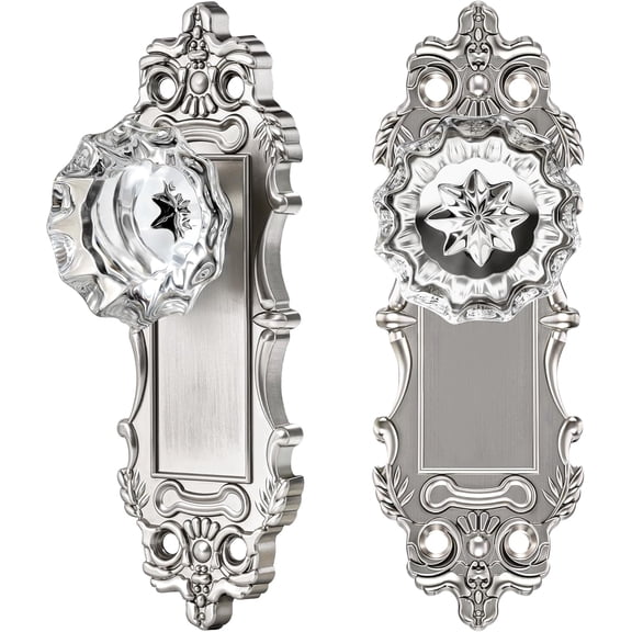 2 Pack Antique Crystal Glass Dummy Door Knobs Interior, Brushed Nickel | Zinc Alloy Base & Crystal Glass Knob,Vintage Door Knob Fits Pantry Door Hallway Closet, Screws Included