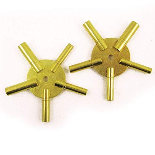 2 Pack Antique Grandfather Clock Key, Brass 5Way Winding Keys (Odd And