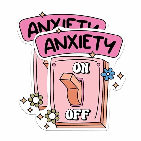(2 Pack) Anxiety Switch Magnets - Funny Cute Socially Anxious Magnet - 5 Inches On Longest Side - Premium Magnet - for Cars, Refrigerators, Toolboxes - Made in USA - MAG2153