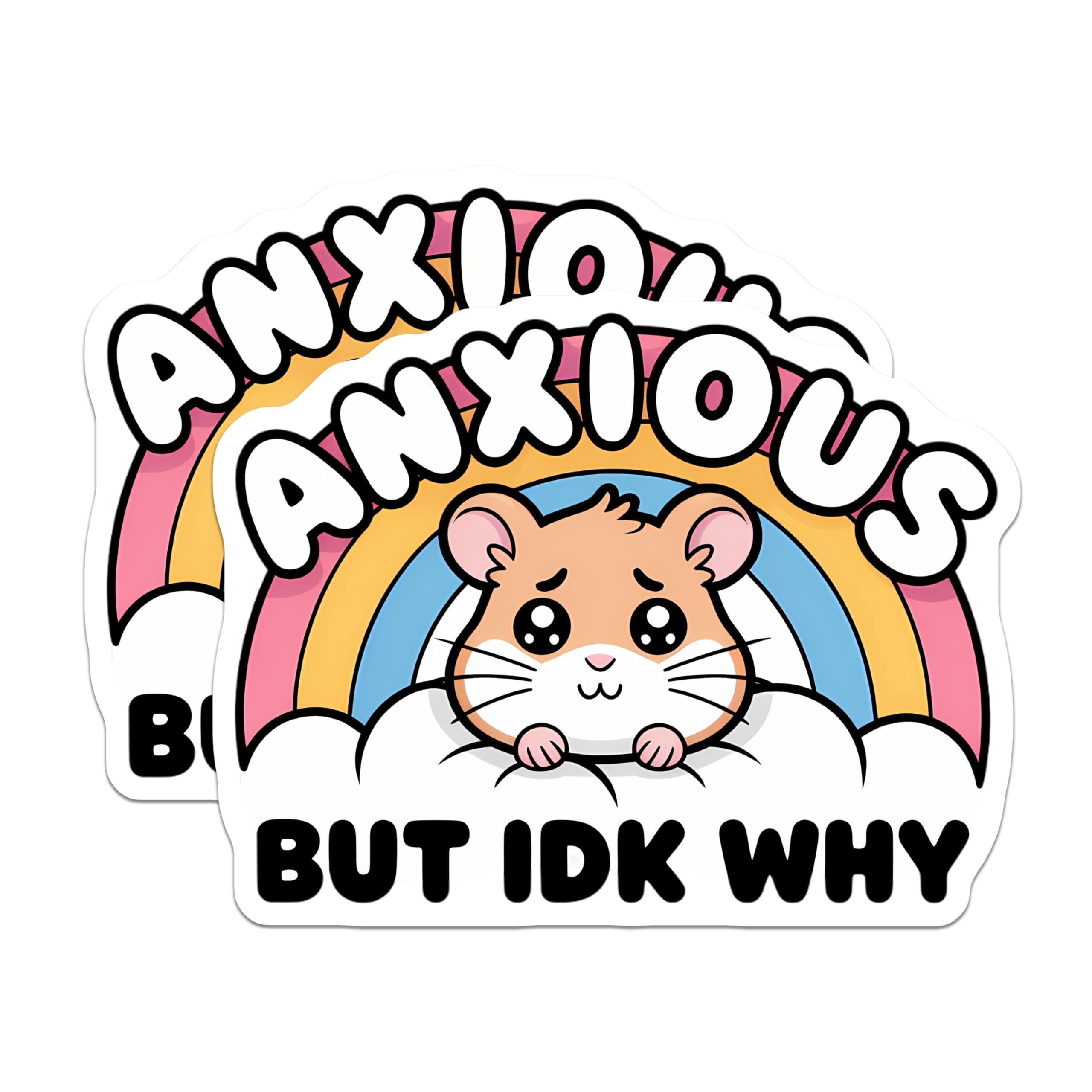 Relatable Stickers Help (2 Pack) Anxious Hamster Stickers - Mental Health Awareness Decal ...