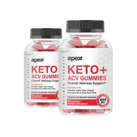 (2 Pack) Apex Keto - Apex Keto+ACV Gummies Overall Wellness Support