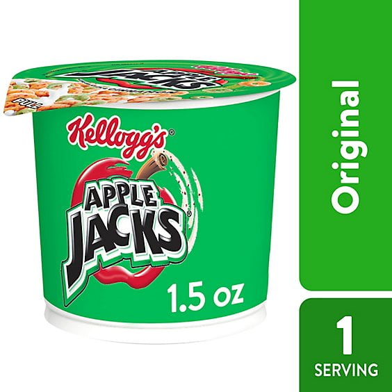 2 Pack Apple Jacks Breakfast Cereal Cup 8 Vitamins and Minerals Original - 1.5 Oz