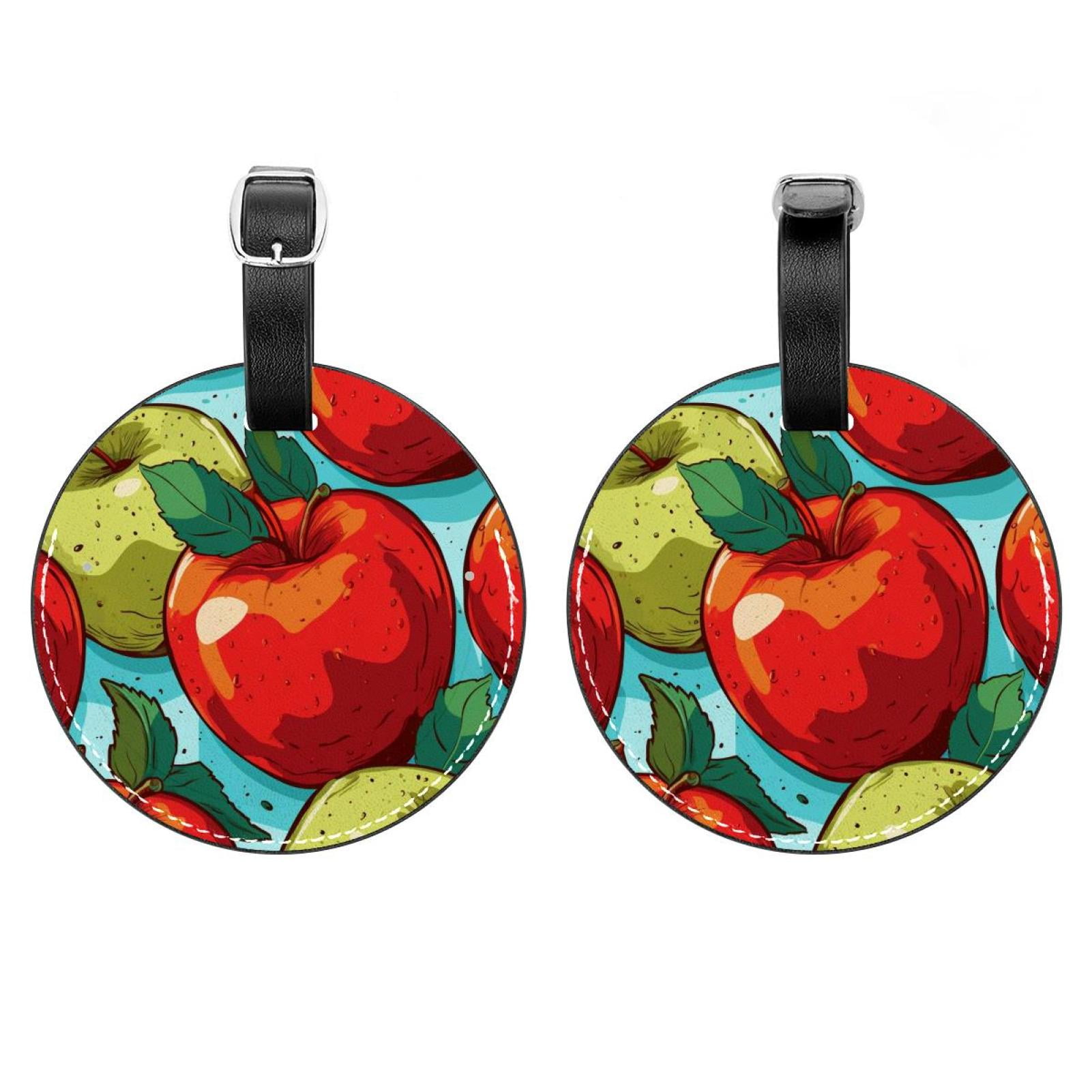2 Pack Apple Luggage Tag with Name ID Card Perfect to Quickly Spot