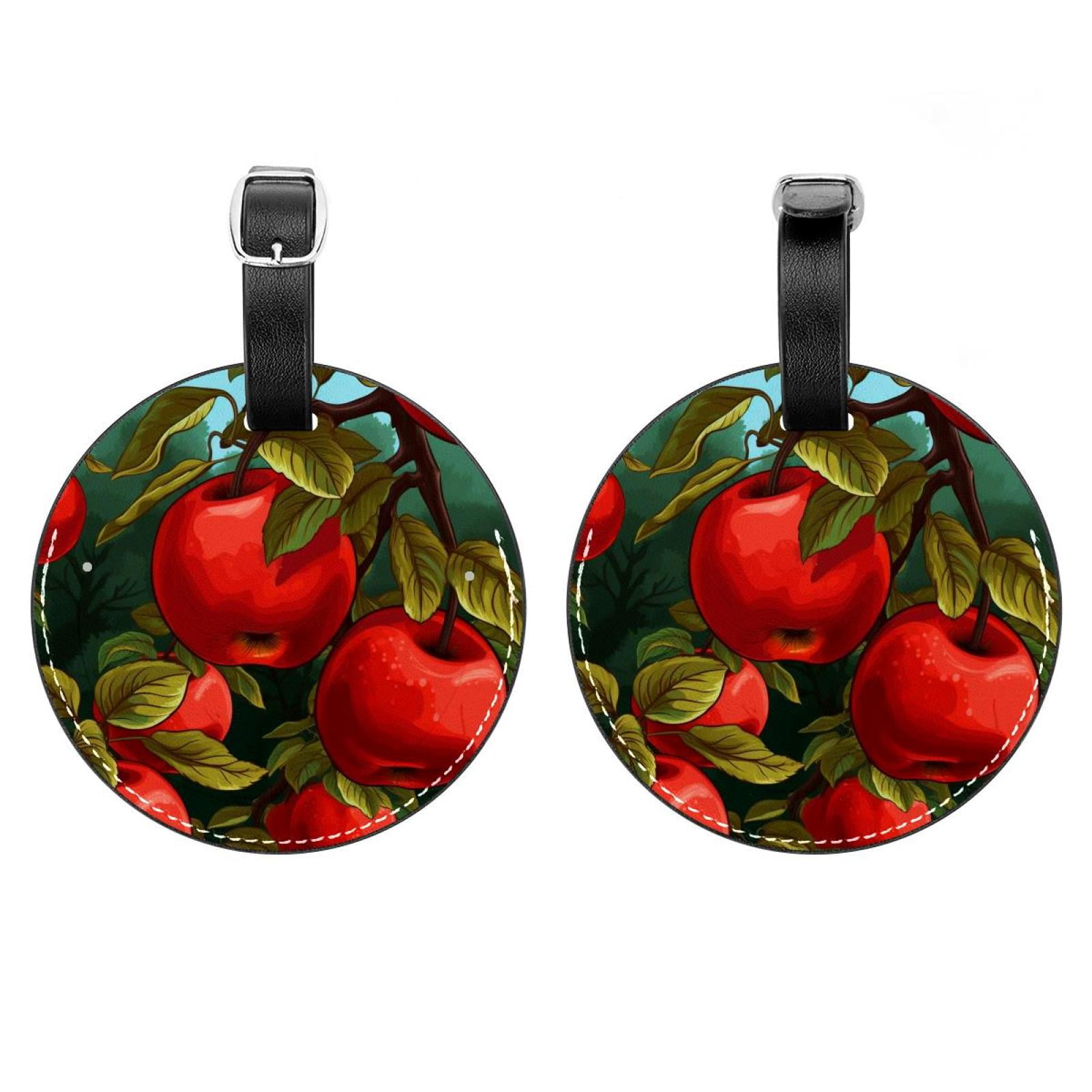 2 Pack Apple Luggage Tag with Name ID Card Perfect to Quickly Spot
