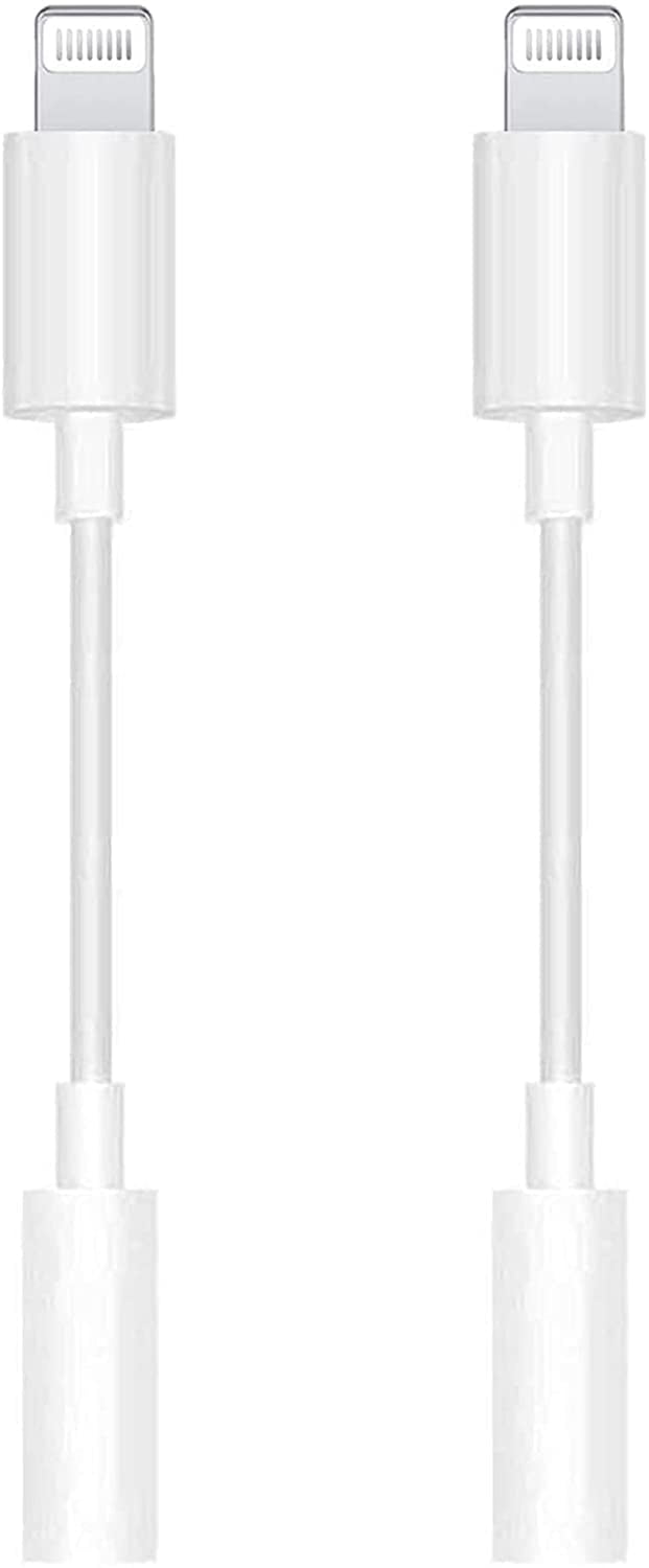 2 Pack Apple MFi Certified Lightning to 3.5 mm Headphone Jack Adapter