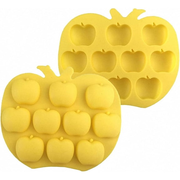 2-Pack Apple Silicone Molds - Jinerra Apple Mold for Chocolate, Cupcake topper, Jello, Candy, Gummy, Ice Cube, Cookie, Muffin, Mini Soap