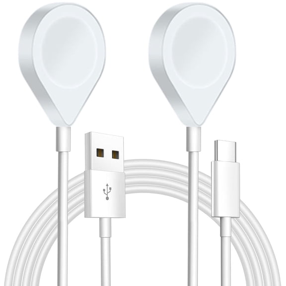 2-Pack Apple Watch Charger Set – Wireless magnetic charger for Apple Watch Series 9/8/7/SE/6/5/4/3/2/1, including USB-C and USB-A charging cables