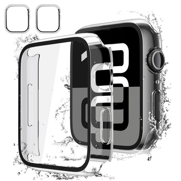 [2 Pack] for Apple Watch Series 11/10 [46mm] Waterproof Case, IC ICLOVER Full Cover Snap-on Case Built-in Clear Glass Screen Protector Anti-Scratch PC Cover for iWatch Series S11/S10, Clear