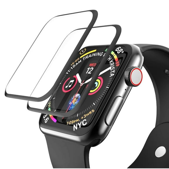 [2 Pack] for Apple Watch Series 6/5/4/SE 44mm Screen Protector, Tempered Glass Film for iWatch Series 6/5/4/SE 44mm, 3D Full Coverage Easy Installation Bubble-Free HD Clear Film Anti-Scratch, Black