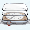 thumbnail image 1 of 2 Pack Apple Watch Series 8/7 41mm 45mm Tempered Glass Screen Protector,(New Version) Full Screen Coverage Bubble Free Anti-Scratch Waterproof Ultra HD Film for iWatch 8/7 (41mm Black), 1 of 4