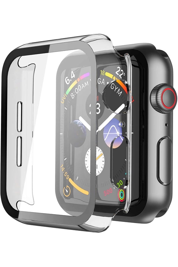 2 Pack Apple Watch Series SE 9 8 7 41mm Tempered Glass Screen Protector Hard PC Case Full Body 360 Protection for iWatch Series SE 9 8 7 41mm - 2x Transparent Clear