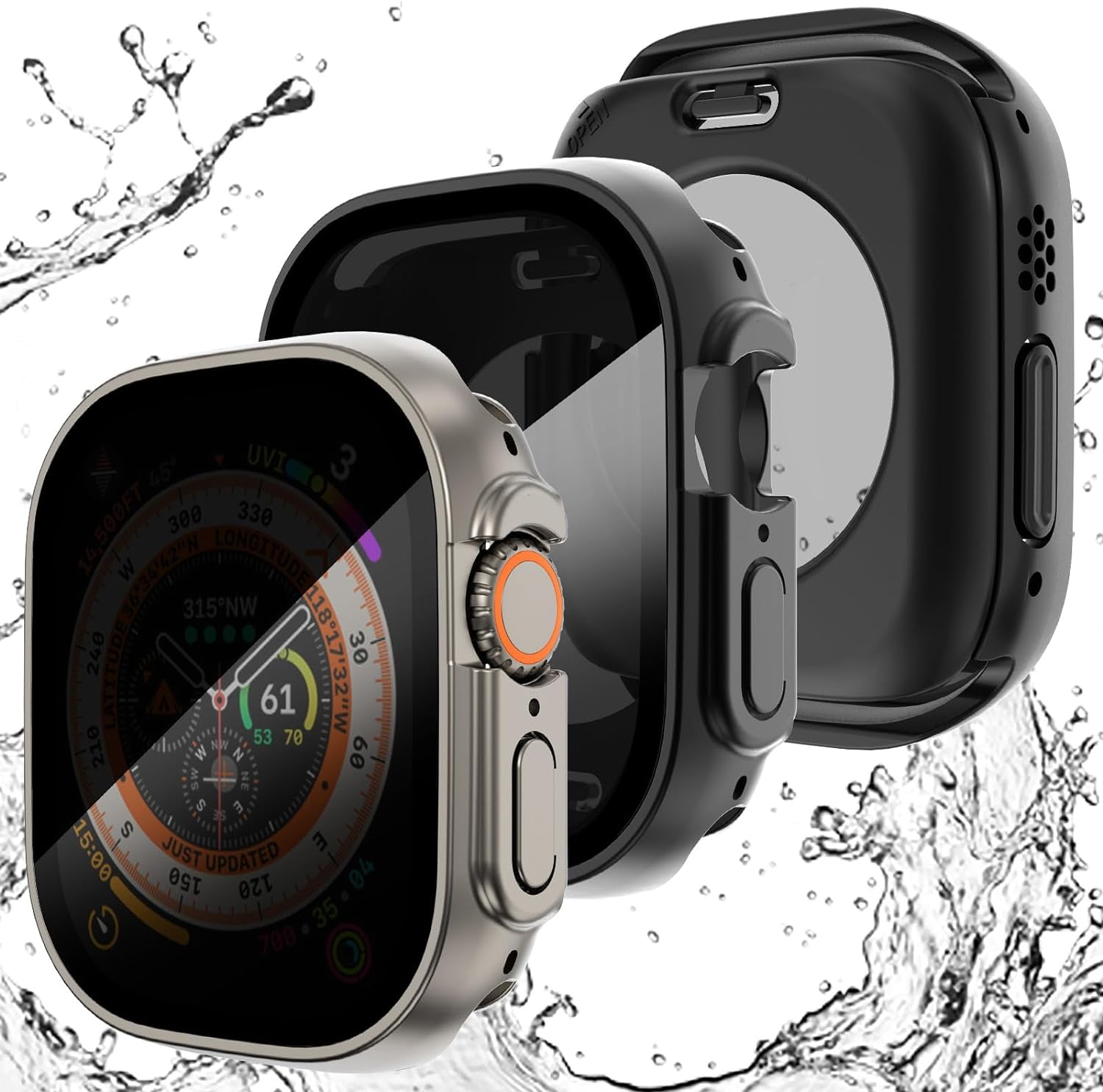 2 Pack for Apple Watch Ultra 2 49mm Privacy Screen Protector Case