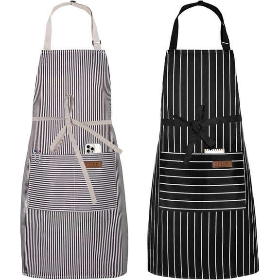 2 Pack Apron, Cooking Kitchen Aprons, Adjustable Bib Apron with 2 Pockets for Men Women Chef Apron