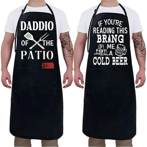 2 Pack - Aprons for Men ,Fathers Day,Dad Apron,Gifts for Dad - From Daughter Son For the Best Dad Husband Stepfather Birthday Barbecue Gift Funny for Mens Grilling Cooking Kitchen Chef BBQ Apron