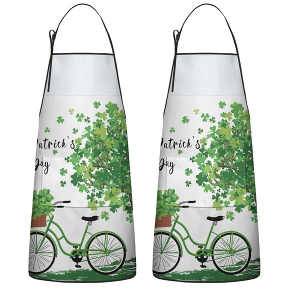 2 Pack Aprons for Men Women Christmas Gifts for Men Mom Cool BBQ Grilling Chef Apron for Men St.Patrick's Day Clovers Leaf Apron