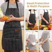 2 Pack Aprons for Women with Pockets Men Kitchen Cooking Apron Bib Chef Adjustable Apron for BBQ Outdoors Baking