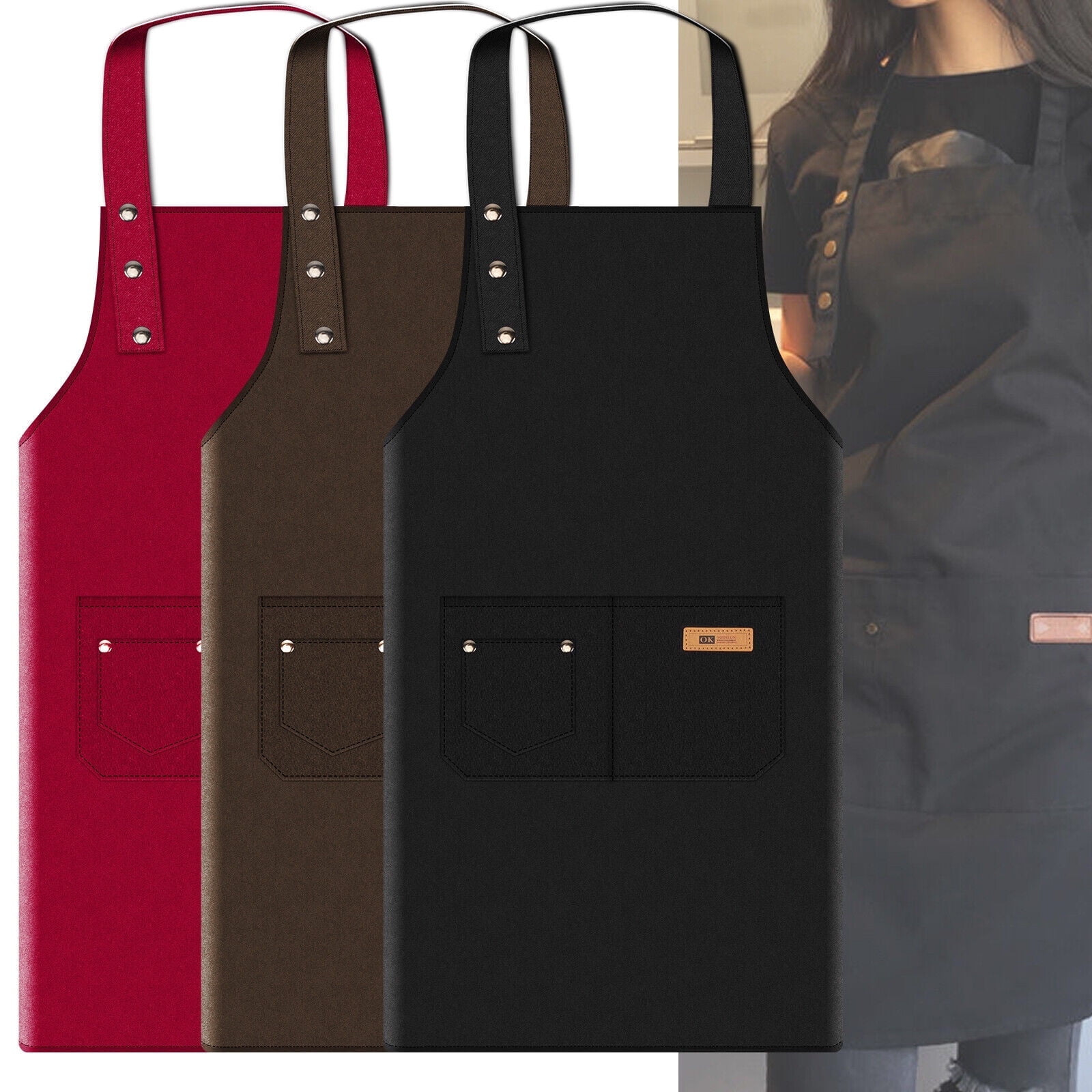 Plain Color Front Pocket Aprons | Free Shipping