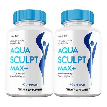 (2 Pack) Aqua Sculpt Max Capsules, AquaSculpt Max+ Supplement Maximum Strength All Natural Formula, 60 Day Supply per Bottle