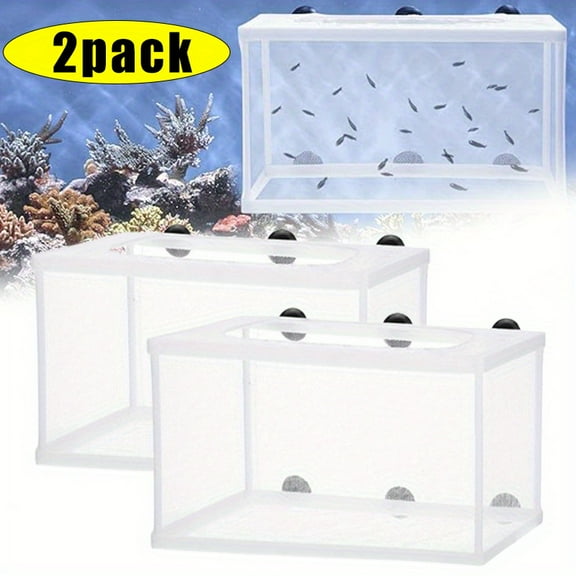 2-Pack Aquarium Breeder Box with Suction Cups, Large Mesh Breeding Net for Fish Tank Fry Hatchery, Isolation Acclimation and Quarantine