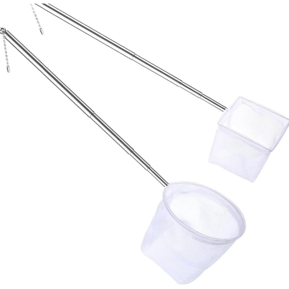 2-Pack Aquarium Fish Net - 3.3In & 2.6in Fishes Tank Shrimp Net Debris Cleaning Tools - Fast-Dry Mesh Scoop with Extendable Handle - Small Fish Net for Fish Tank for Shrimp & Bettas