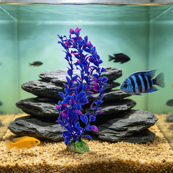 2-Pack Aquarium Plants Decor, Fish Tank Plants, Artificial Plastic Plants, Fish Tank Decorations Aquarium Decorations