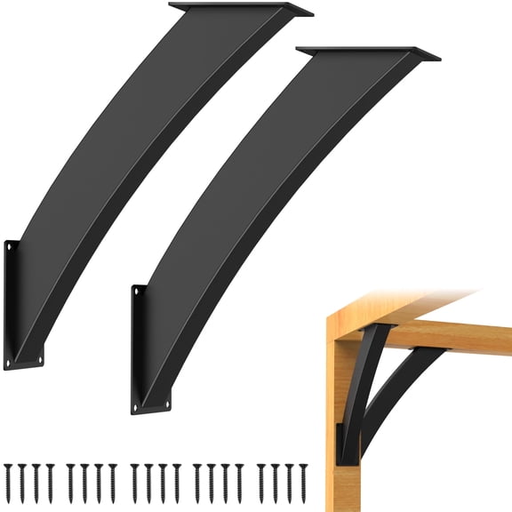 2 Pack Arc 45 Degree Angle Support Brackets 2x4 Inches Actual 1.5x3.2 Inches, Steel Pergola Bracket for Wood Beam Structures, Inside Mount Corner Connector for Gazebo Patio Deck Porches