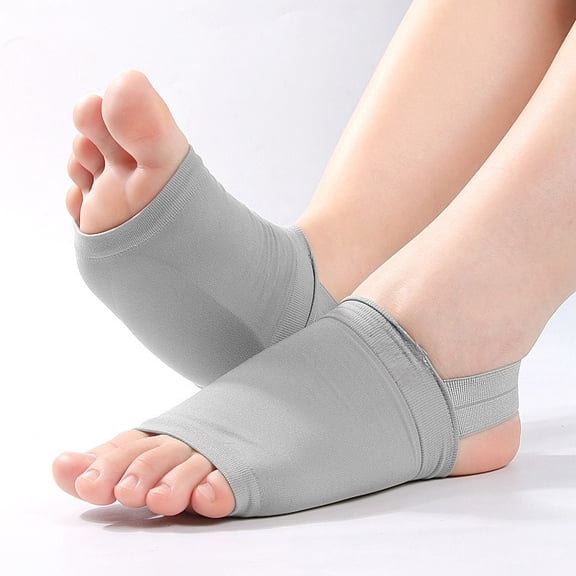 2 Pack Arch Support Socks Orthotic Inserts for Flat Feet Plantar Fasciitis Pain Relief (Grey)