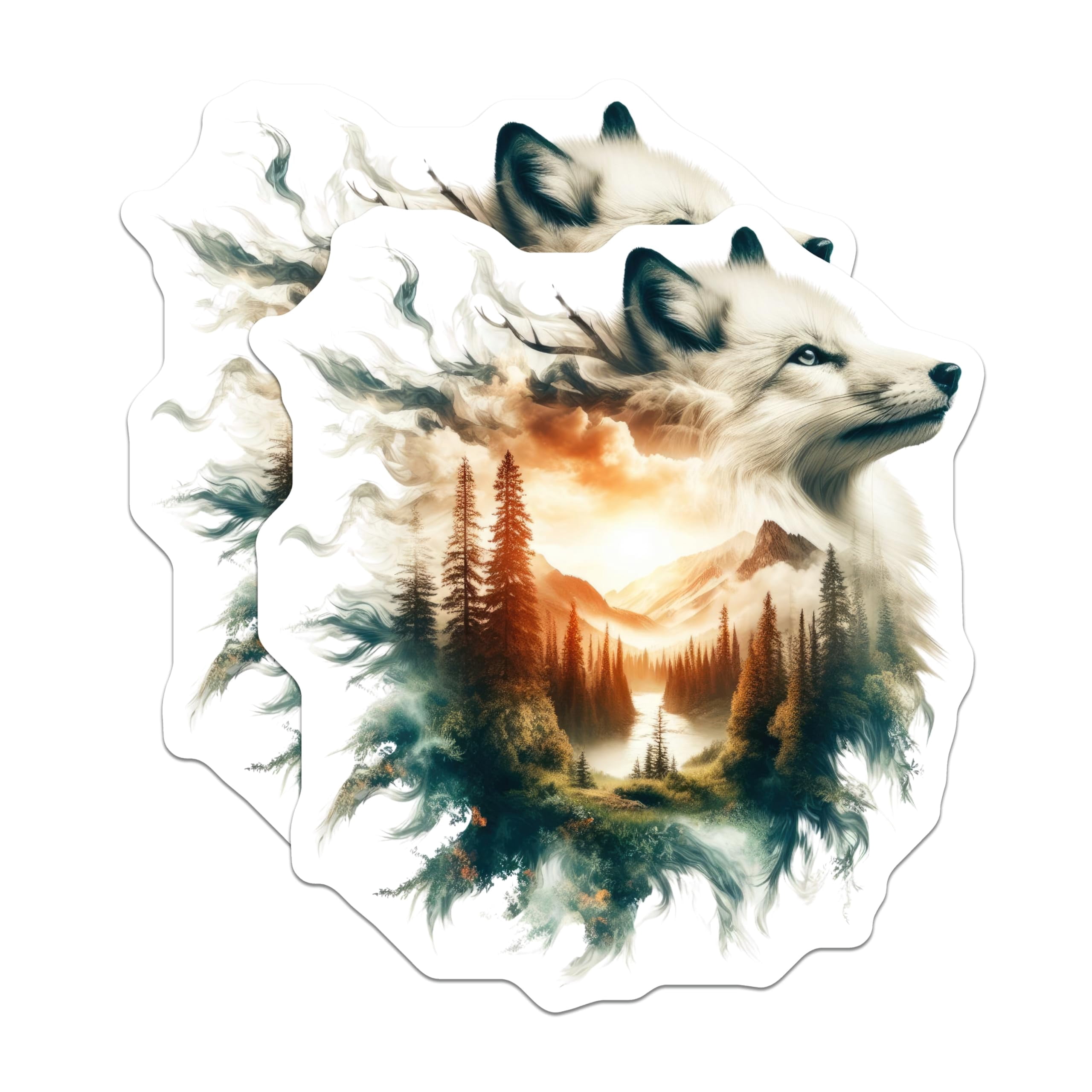 (2 Pack) Arctic Wolf Magnets - Nature Landscape Art - Mountains Scene ...