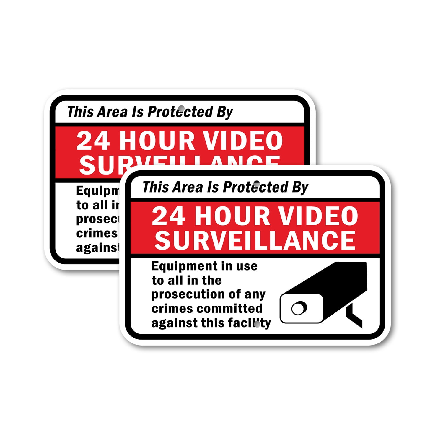 (2 Pack) This Area Is Protected By 24 Hour Video Surveillance Equipment ...