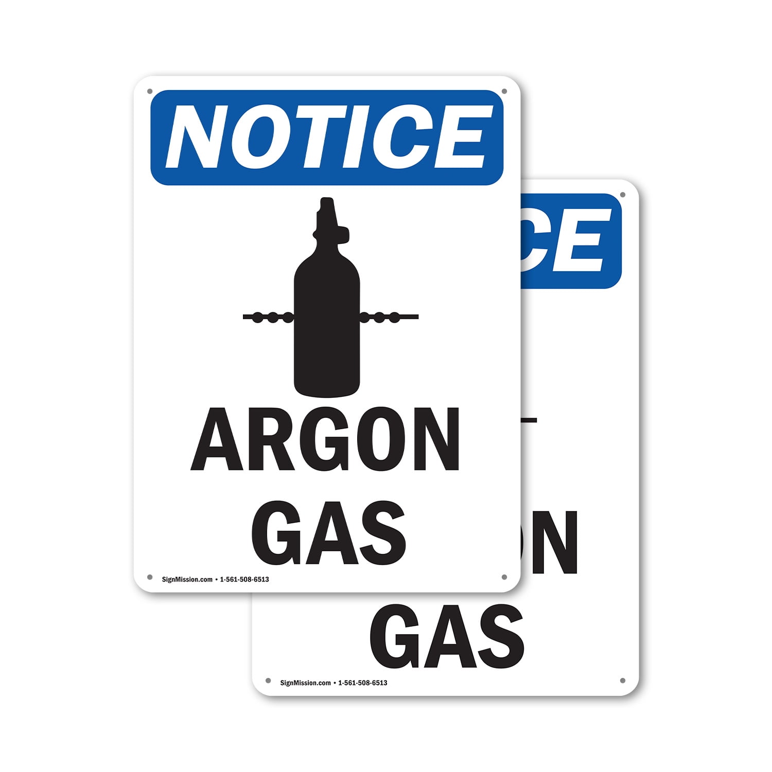 (2 Pack) Argon Gas OSHA Notice Sign 7 Inch X 10 Inch Indoor / Outdoor ...