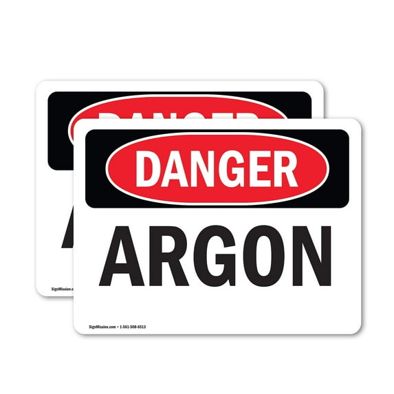 (2 Pack) Argon OSHA Danger Sign 10 Inch X 7 Inch Vinyl Label Decal Sticker Weather Resistant, UV Protected for Workplace, Business, and Construction Site, Made in the USA