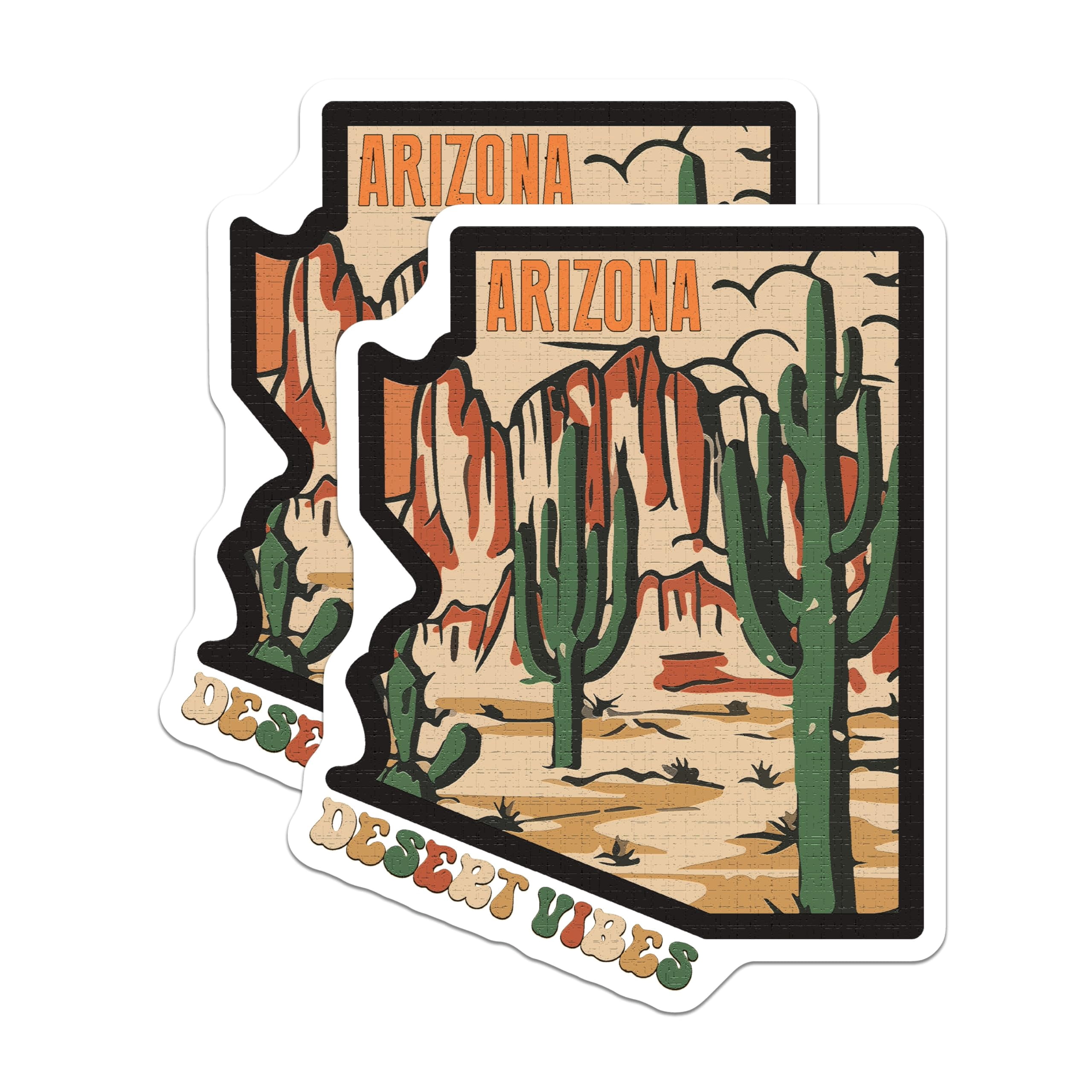 (2 Pack) Arizona Stickers - Desert Vibes Sticker - Southwestern State ...