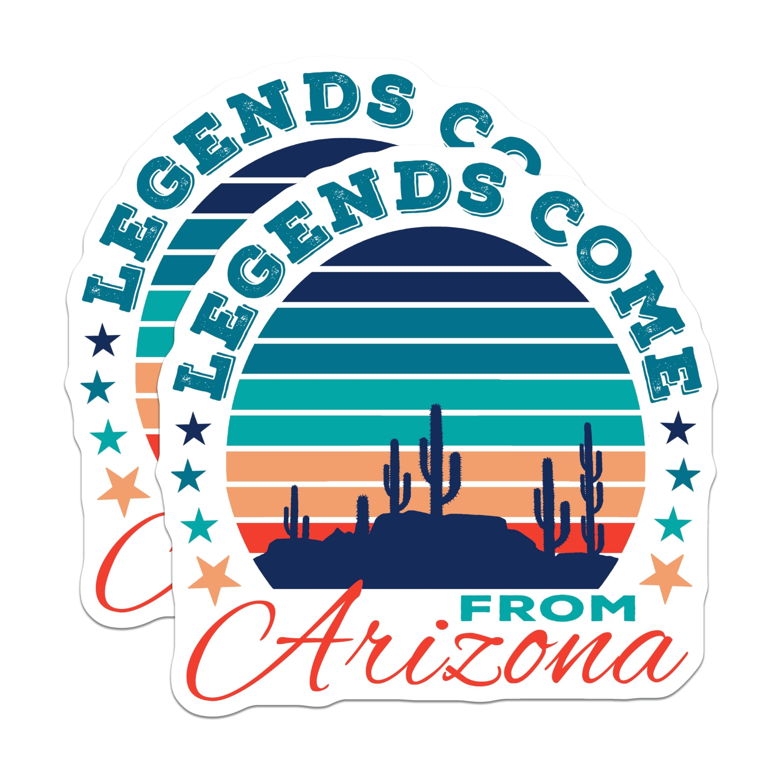 (2 Pack) Arizona Stickers - Legends Come from - Desert Cactus State ...