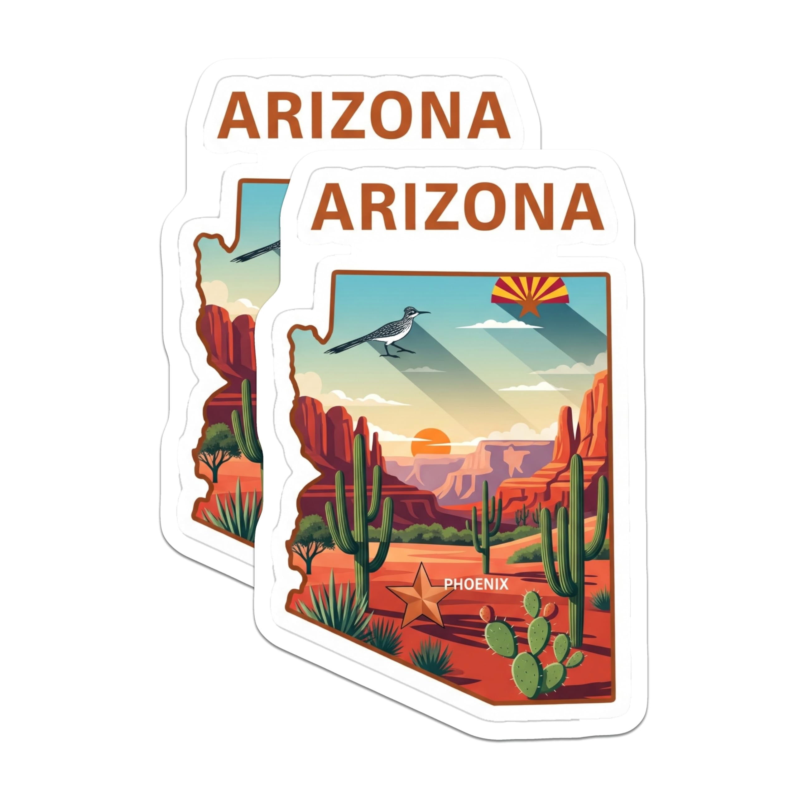 (2 Pack) Arizona Stickers - Roadrunner Decal - Phoenix Arizona State ...
