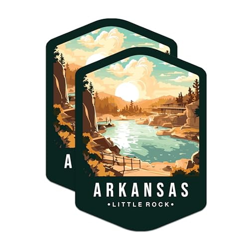 (2 Pack) Arkansas State and Capitol Stickers - AR State Sticker - Choose from 50 States - 5" On Longest Side - Premium Vinyl - for Cars, Trucks, Skateboards, Laptops - Made in USA - BMCS1460