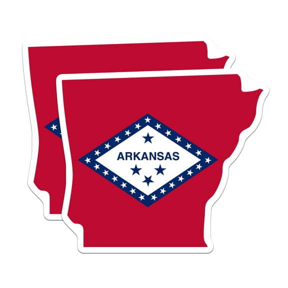 (2 Pack) Arkansas State Flag Stickers - Razorback State - Arkansas Pride - 5" On Longest Side - Sticks to Smooth Flat Surfaces - Made in USA - BMCS17855