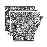 2 Pack Arkansas State Magnets - Intricate Floral Zen Design - Mandala Inspired Decor - 5 Inches On Longest Side - Thick Durable Magnet - Made in USA - MAG19177