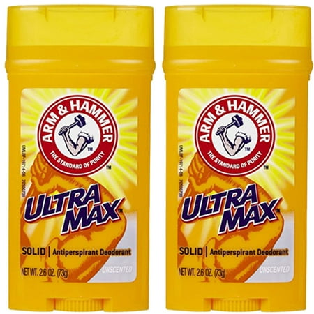 (2 Pack) Arm And Hammer Ultra Max Invisible Solid Antiperspirant Deodorant, Unscented 2.8 oz