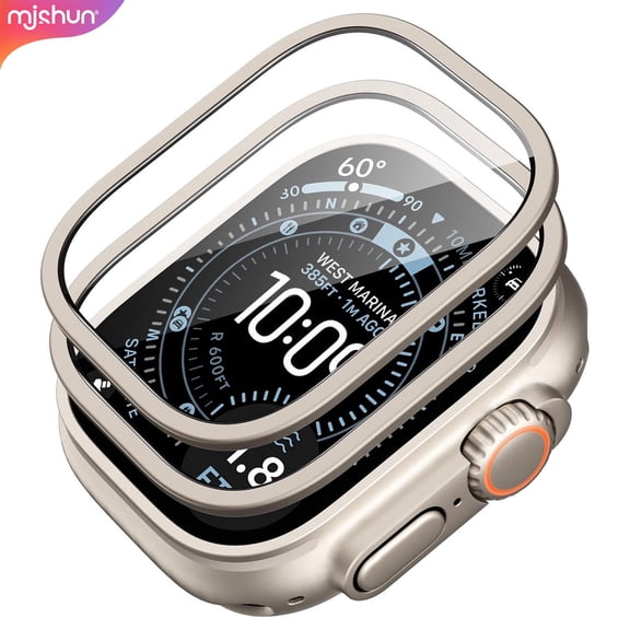2 Pack Armorite Screen Protector for Apple Watch Ultra 3 /Ultra 2 /Ultra (49 mm), Military Grade Protection, Tempered Glass Film with Aluminum Alloy Frame, Keep Original, Titanium