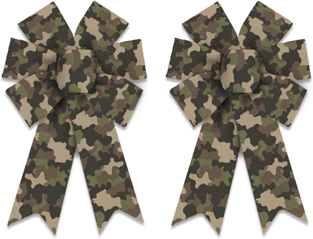 2 Pack Army Camo Bows - Linen Burlap Military Camo Ribbon Bows for ...