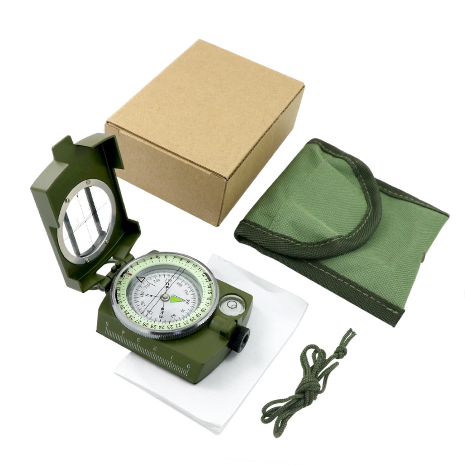 2 Pack,Army green,Camping Survival Compass Glow in The Dark Military Compass Survival Gearfor for Hiking, Camping,Backpacking, Outdoor Activities