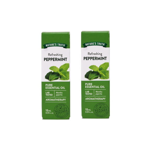 Nature's Truth Peppermint Essential Oil for Diffusers and Aromatherapy, 0.51 FL OZ - 2 Pack
