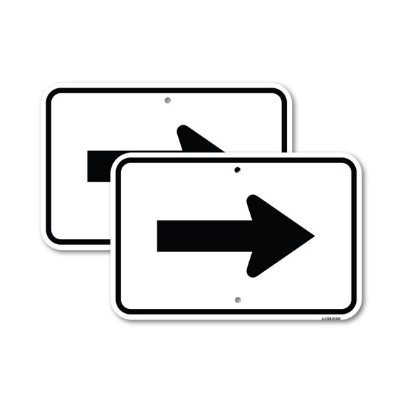 (2 Pack) Arrow (Symbol) Sign | 12" X 18" Heavy-Gauge Aluminum Sign | Rust Free Aluminum, Weather Resistant, Waterproof, Fade Resistant, 2 Pre-drilled Holes